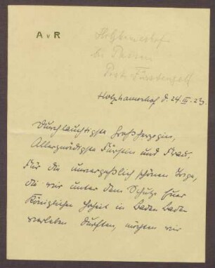 Schreiben von Kindern des Viktoria-Pensionats an die Großherzogin Luise; Dank für die schönen Tage in Baden-Baden