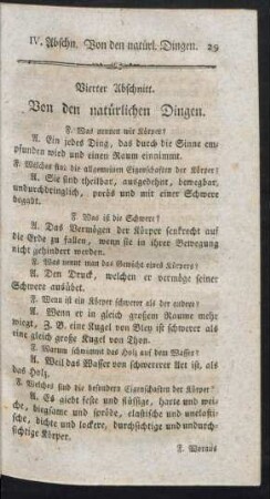 Vierter Abschnitt. Von den natürlichen Dingen
