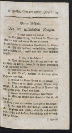 Vierter Abschnitt. Von den natürlichen Dingen