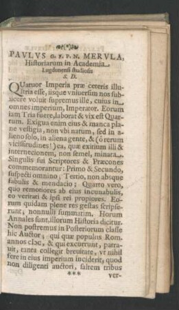 Paulus ... Merula, Historiarum in Academia ...