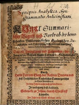Synopsis analytica Syngrammatis anti Cingliani