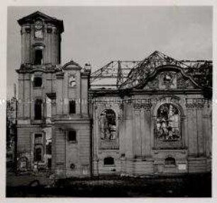Leipzig, Zerstörte Kirche St. Johannis, mit der Gruft Johann Sebastian Bachs und Christian Fürchtegott Gellerts
