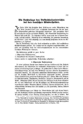Die Rechtslage des Volksschulunterrichts bei den deutschen Minderheiten