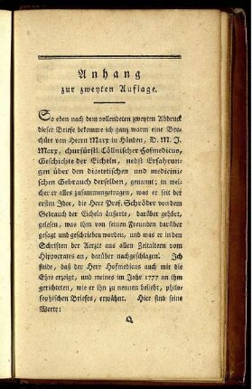 Anhang zur zweyten Auflage.