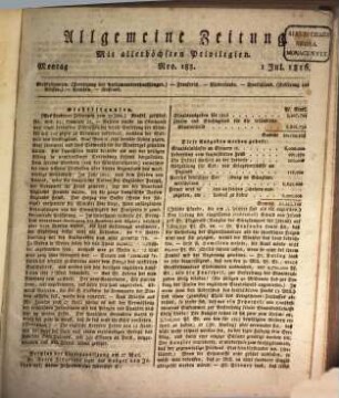 Allgemeine Zeitung. 1816, [2] = 7 - 12