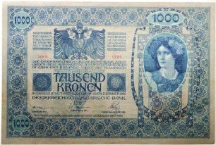1000 Kronen mit Aufdruck 10 Kronen