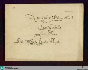 Quartets. Arr - Don Mus.Ms. 1560 : cemb; d; BenP 333