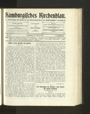 Nr. 12. Hamburg, 19. März 1911. 8. Jahrgang.