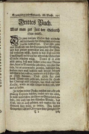 Drittes Buch. Was man zur Zeit der Geburth thun müsse.