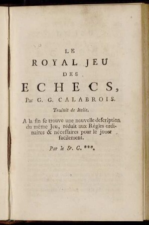 Le Royal Jeu Des Echecs