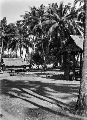 Indonesisches Dorf : Kleines Dorf in Indonesien, umgeben von Palmen.