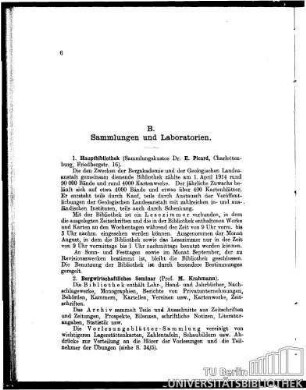 B. Sammlungen und Laboratorien