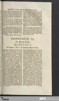 Disputatio II. De Materia Prima.