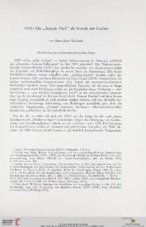 1945: Die "Stunde Null" als Stunde der Caritas