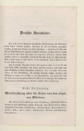 Erste Abtheilung. Wortforschung oder die Lehre von den einzelnen Wörtern