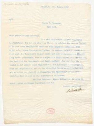 Brief an Heinrich Dessauer : 31.01.1912