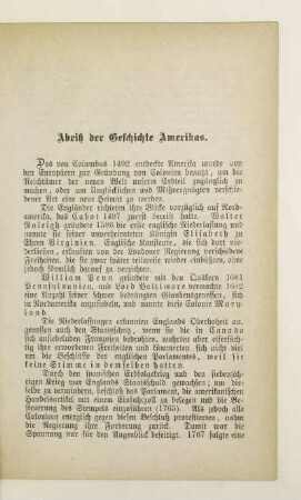 Abriss der Geschichte Amerikas