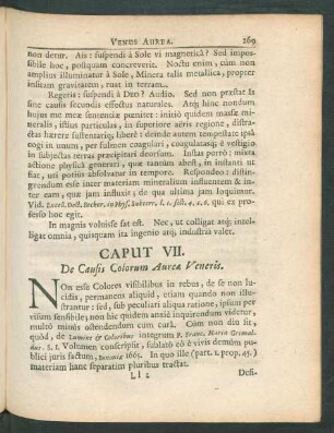 Caput VII. De Causis Colorum Aureae Veneris.