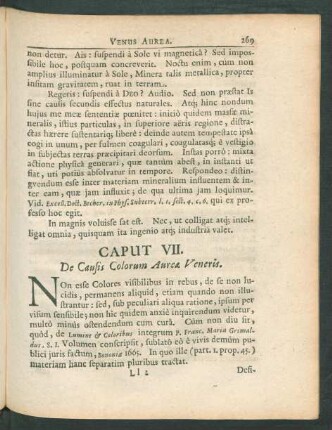 Caput VII. De Causis Colorum Aureae Veneris.