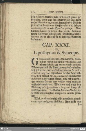 Cap. XXXI. De Lipothymia & Syncope
