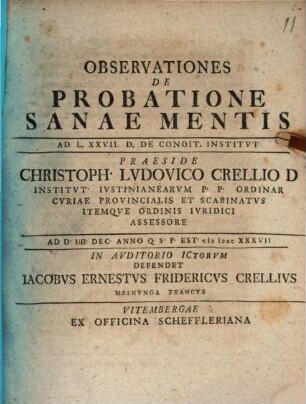 Observationes de probatione sanae mentis