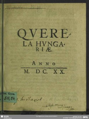 Querela Hungariae : Anno 1620