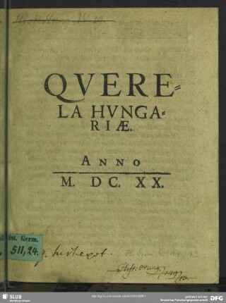 Querela Hungariae : Anno 1620