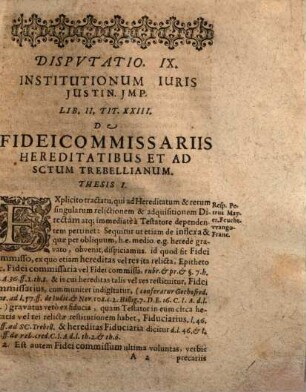 Isagoges Iustinianea : Disputatio IX. De Fideicommissis Et Codicillis