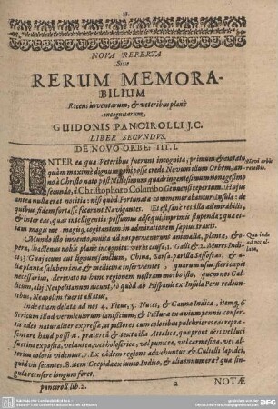 Nova reperta sive rerum memorabilium recens inventarum, & veteribus plane incognitarum ... liber secundus