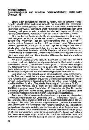 72-75, Michael Baurmann. Folgenorietierung und subjektive Verantwortlichkeit. Baden-Baden (Nomos) 1981