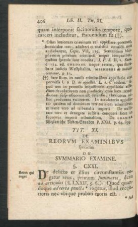 Tit. XI. De Reorum Examinibus speciatim De Summario Examine