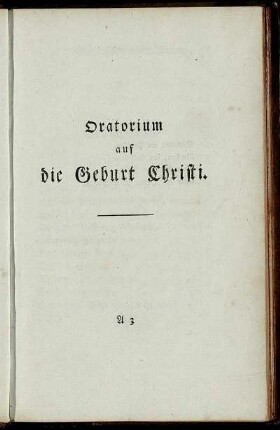 Oratorium auf die Geburt Christi.