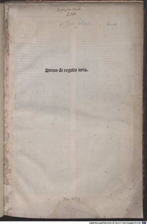 Lectura super titulo 'De regulis iuris' in Libro Sexto : mit Nachwort