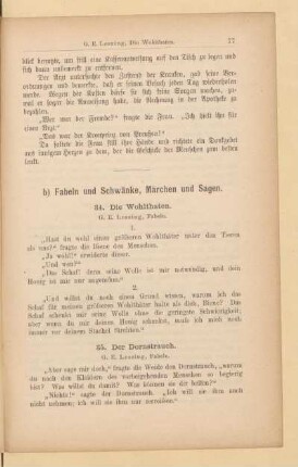 b) Fabeln und Schwänke, Märchen und Sagen