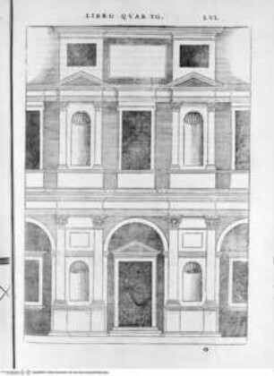 Regole generali di architettura di Sabastiano Serlio bolognese sopra le cinque maniere degli edifici, ... (4. Buch), Folio LIII: Korinthische Ordnung, Fassade, Ansicht