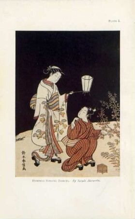 Plate I. Hunting singing insects. By Suzuki Harurolu