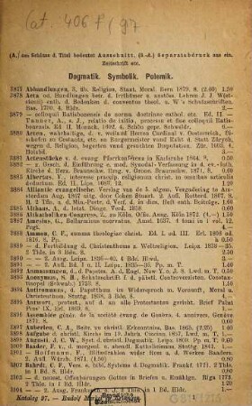 Antiquarischer Katalog, 97. Protestantische Theologie ; Abt.3, Systematische Theologie