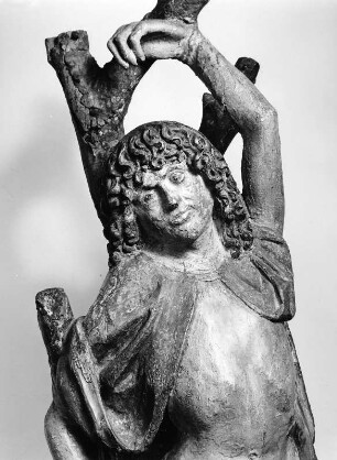 Heiliger Sebastian : Heiliger Sebastian. Holz, geschnitzt (1235/1520). Hüftstück. Sonthofen (Kreis Oberallgäu), Privatbesitz