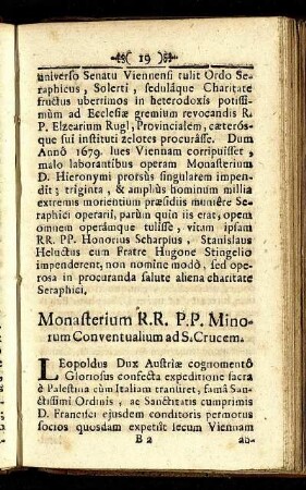 Monasterium R. R. P. P. Minorum Conventualium ad S. Crucem.