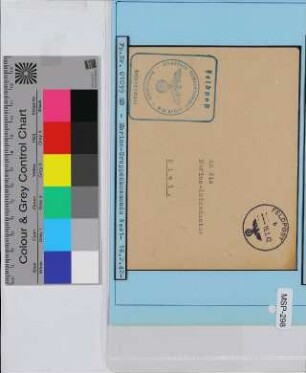 Dienstbrief, Schiffsname/Landeinheit: Kommandierender Admiral in Frankreich, Feldpostnr. 01099; Frankatur, Mi.-Nr.: [Keine]; Poststempel: Feldpost b 16.2.42; Nebenstempel: in blau: Feldpost Dienststelle Feldpost-Nr. 01099 MB