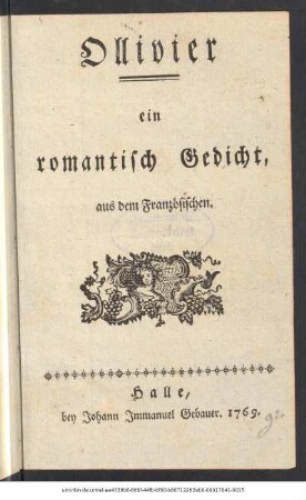 Ollivier : ein romantisch Gedicht, aus dem Französischen