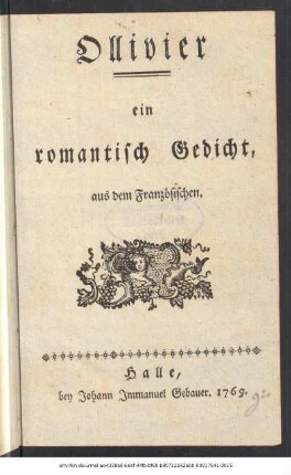 Ollivier : ein romantisch Gedicht, aus dem Französischen