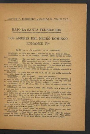 Los amores del negro Domingo - Romance IV°