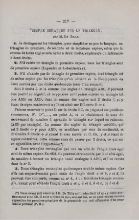 SIMPLE REMARQUE SUR LE TRIANGLE.