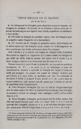SIMPLE REMARQUE SUR LE TRIANGLE.