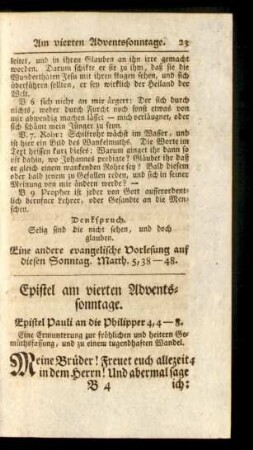 Epistel am vierten Adventssonntage