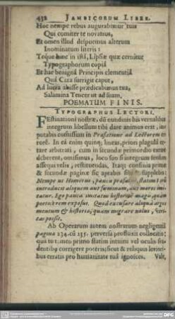 Typographus Lectori
