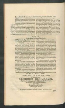 Tomi II. Pars XXIII. Dominici de Germiniano ... Repudium Decimarum ...