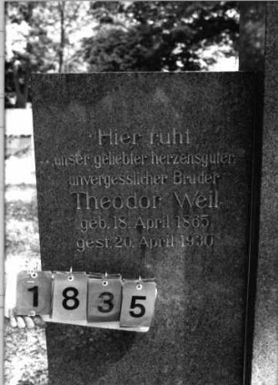 Grabstein 1835 [Hahn S. 222 Grab-Nr. 2636]: Grabstein 1835 (Detailaufnahme) [Hahn S. 222 Grab-Nr. 2636]