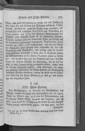 XXII. Wein=Policey.